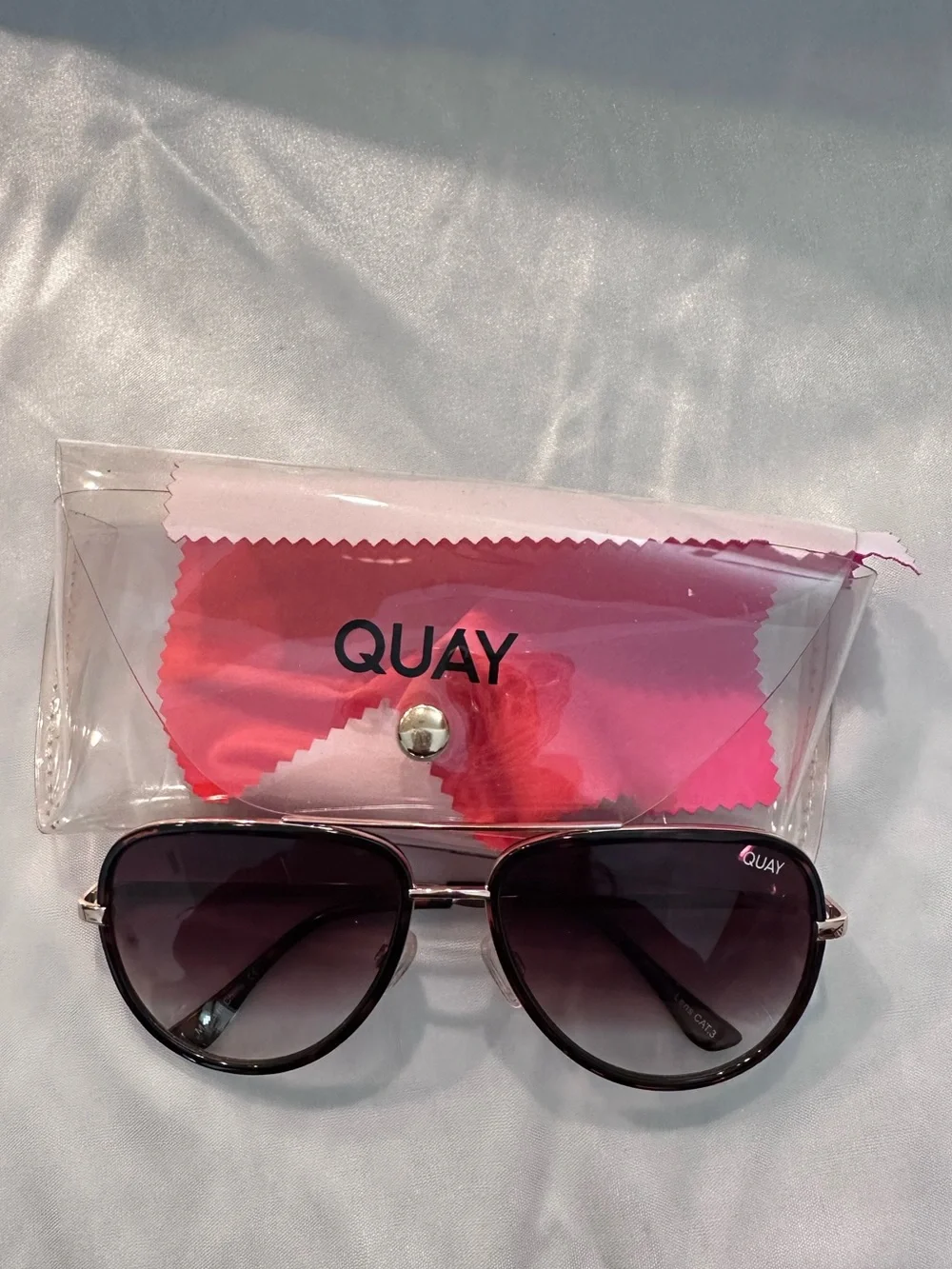 QUAY ALL IN Tortoiseshell Aviator Sunglasses with Gold Bridge